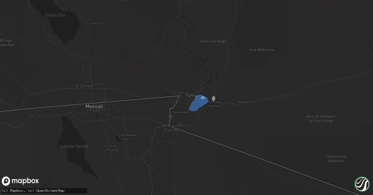 Hail map in Yuma, AZ on September 4, 2025