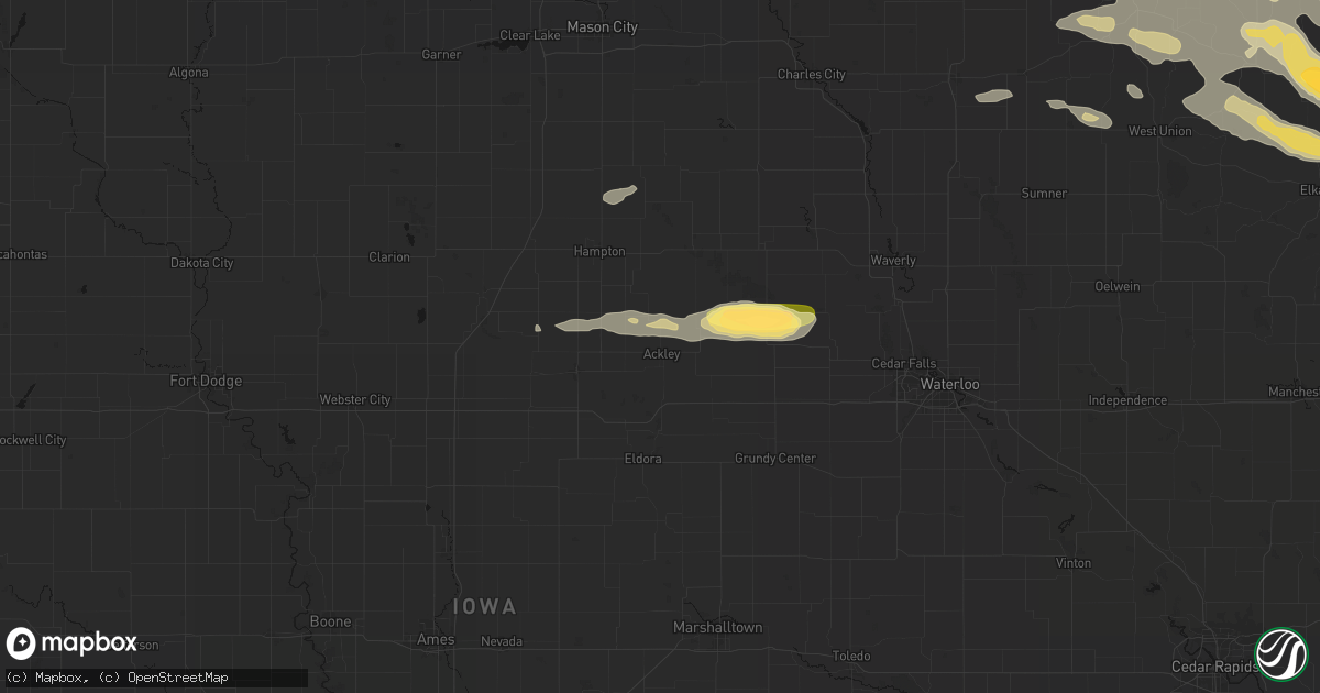 Hail map in Ackley, IA on September 4, 2026
