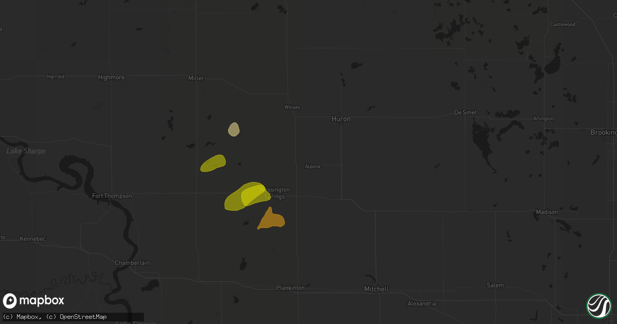 Hail map in Alpena, SD on September 4, 2026