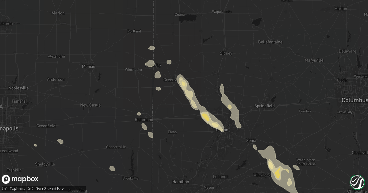 Hail map in Arcanum, OH on September 4, 2026
