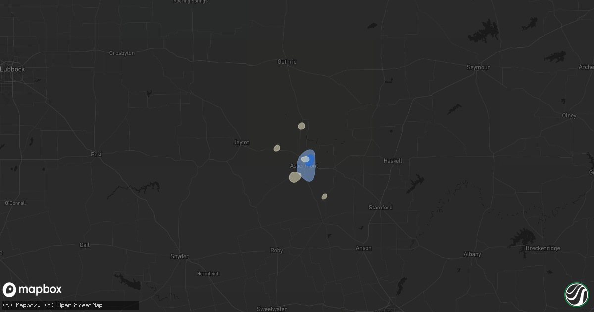 Hail map in Aspermont, TX on September 4, 2026