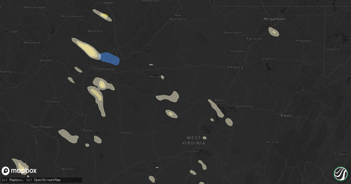 Hail map in Auburn, WV on September 4, 2026