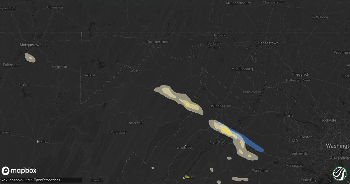 Hail map in Augusta, WV on September 4, 2026
