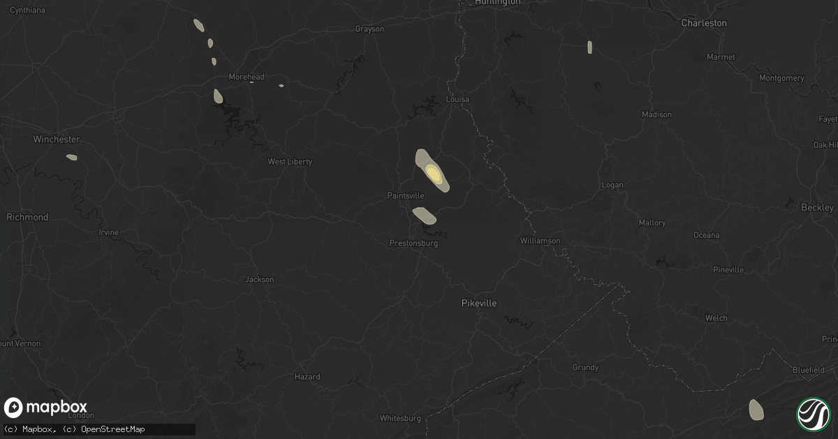 Hail map in Auxier, KY on September 4, 2026