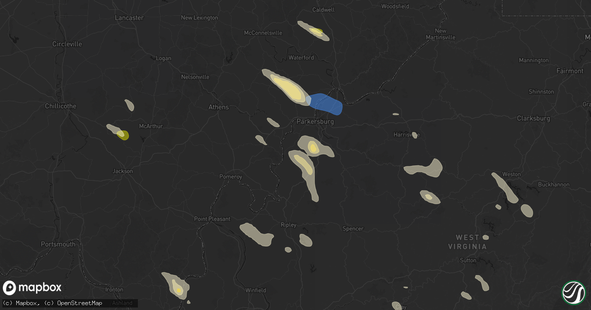 Hail map in Belleville, WV on September 4, 2026
