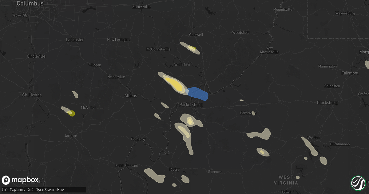 Hail map in Belpre, OH on September 4, 2026