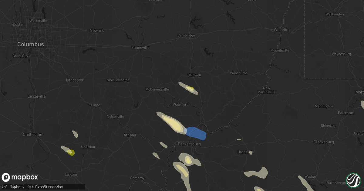 Hail map in Beverly, OH on September 4, 2026
