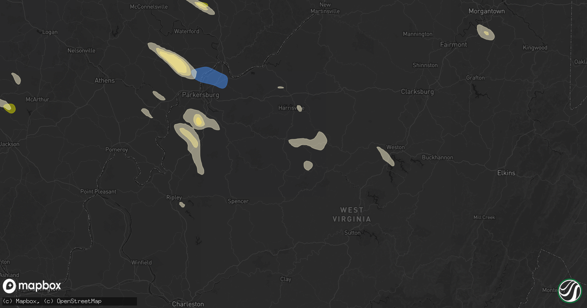 Hail map in Big Springs, WV on September 4, 2026