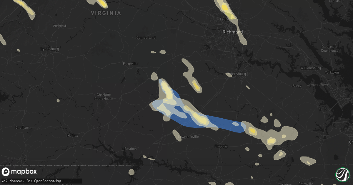 Hail map in Blackstone, VA on September 4, 2026