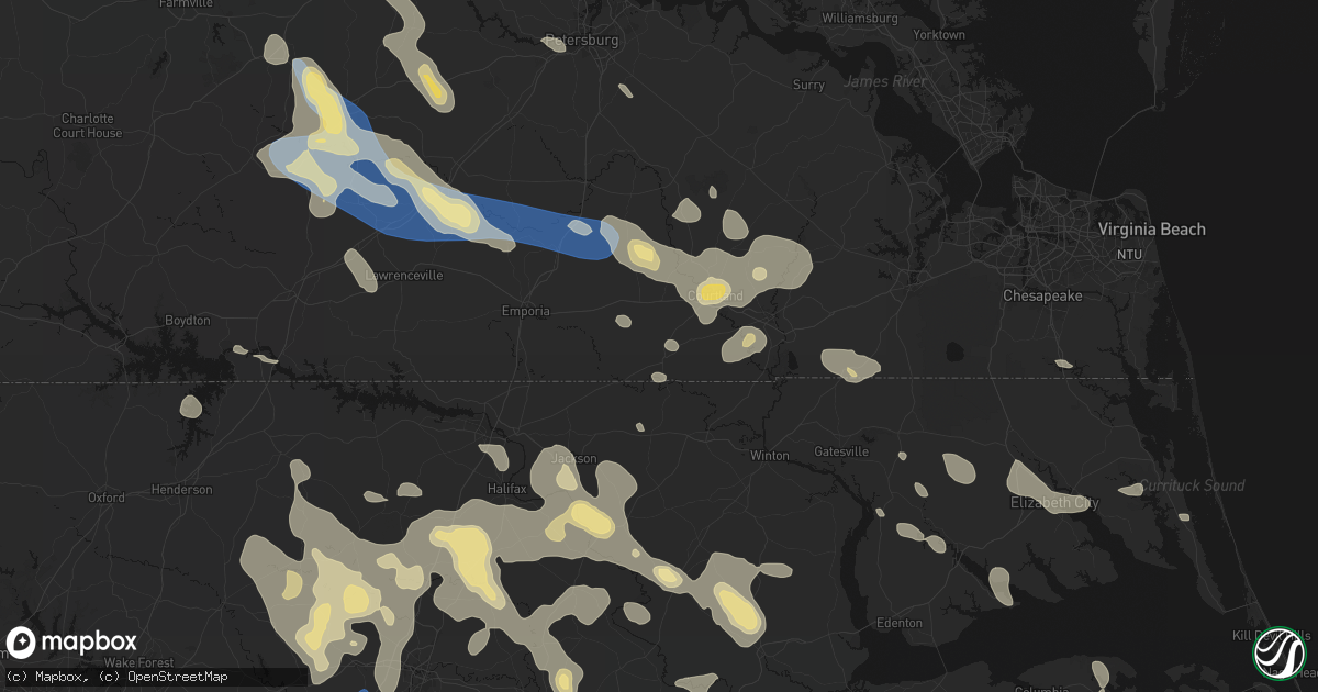 Hail map in Boykins, VA on September 4, 2026