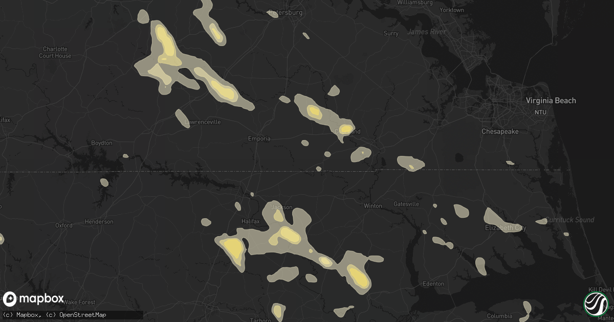 Hail map in Branchville, VA on September 4, 2026