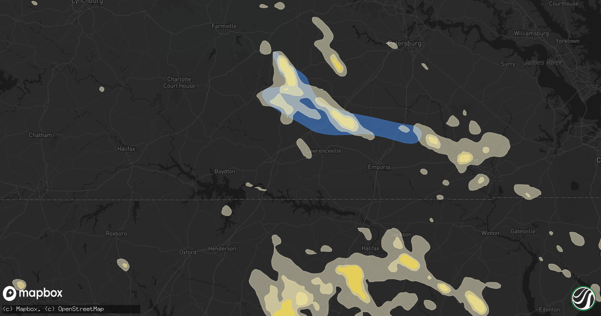 Hail map in Brodnax, VA on September 4, 2026