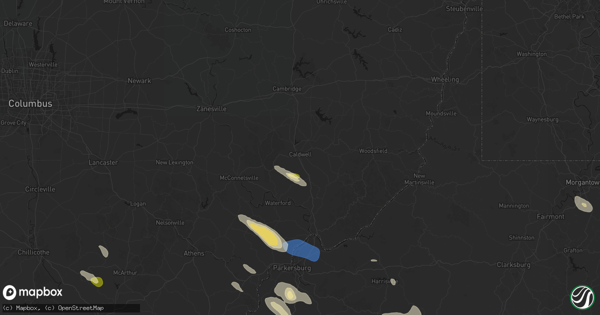 Hail map in Caldwell, OH on September 4, 2026
