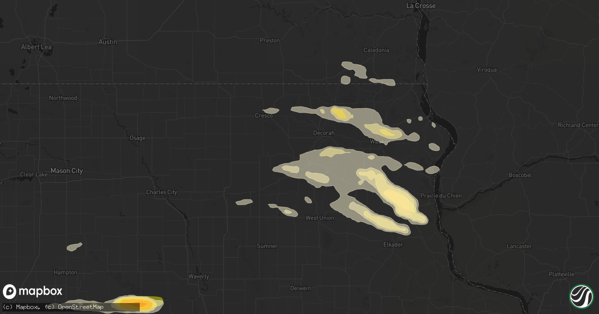 Hail map in Calmar, IA on September 4, 2026