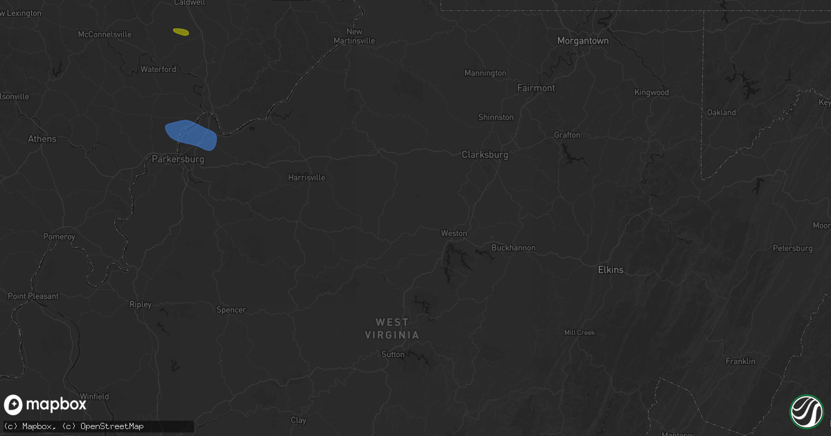 Hail map in Camden, WV on September 4, 2026