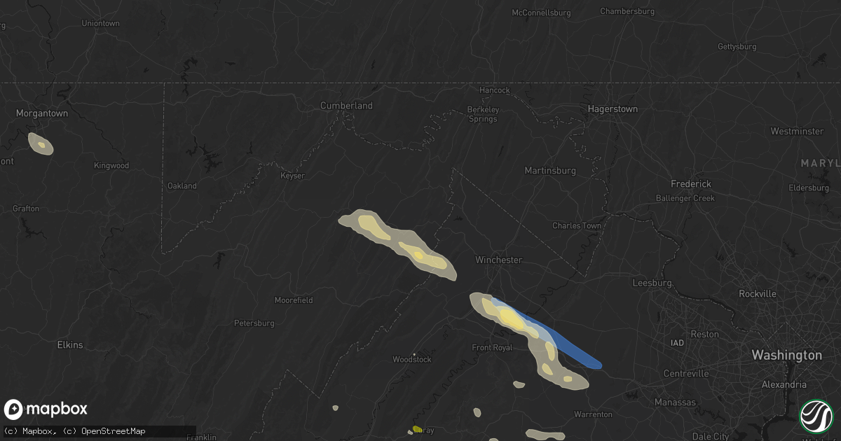 Hail map in Capon Bridge, WV on September 4, 2026