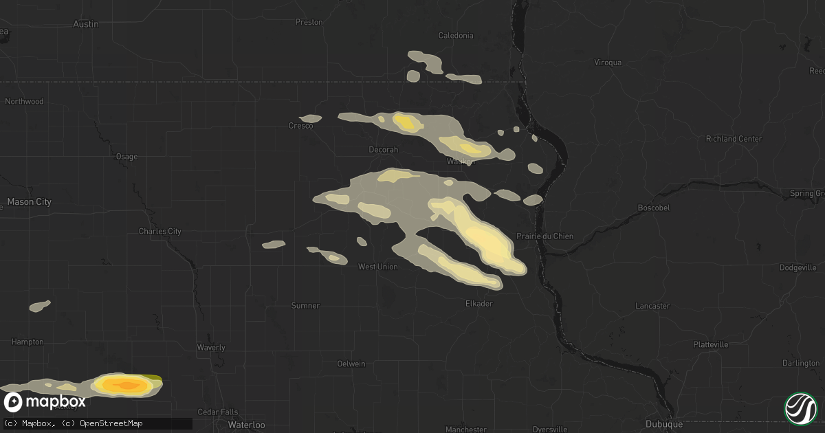 Hail map in Castalia, IA on September 4, 2026