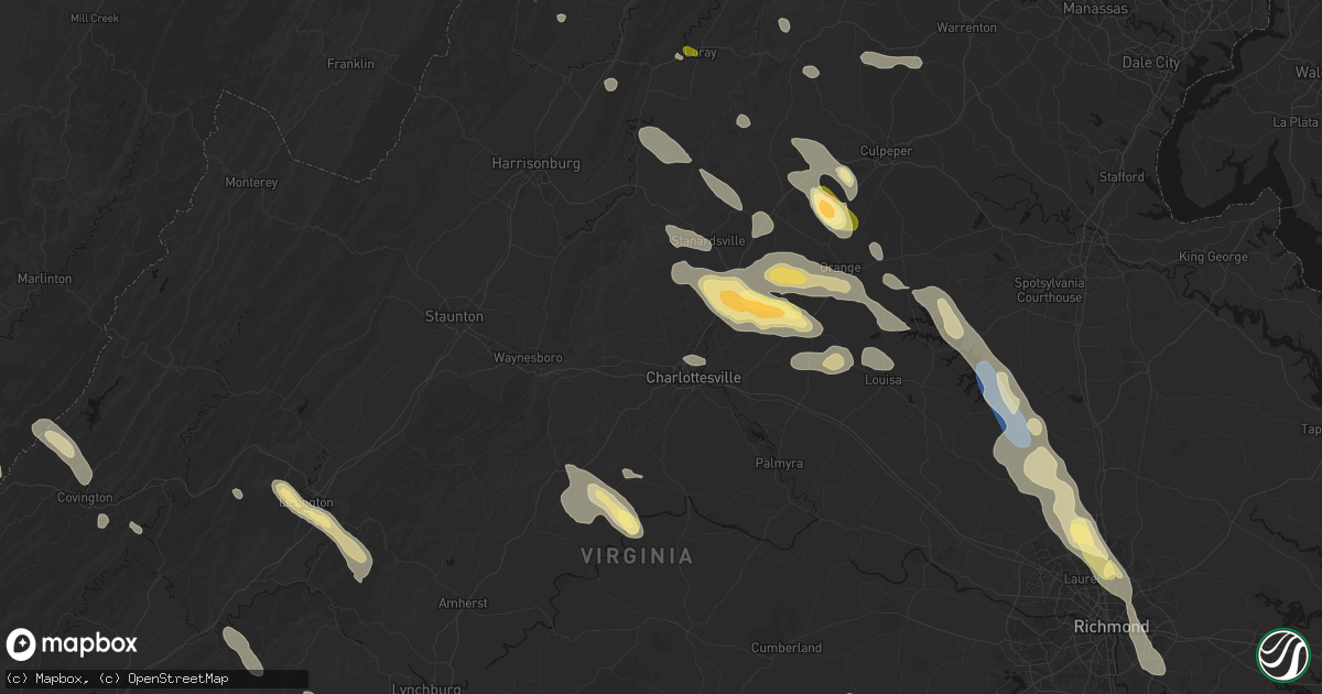 Hail map in Charlottesville, VA on September 4, 2026