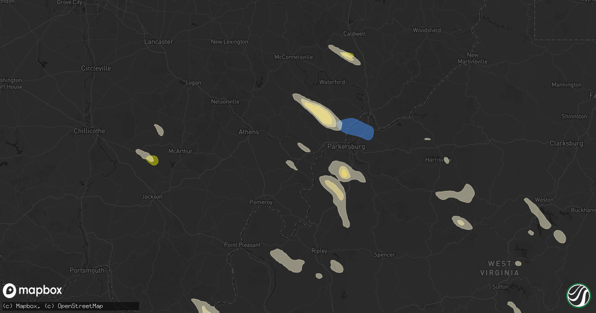 Hail map in Coolville, OH on September 4, 2026