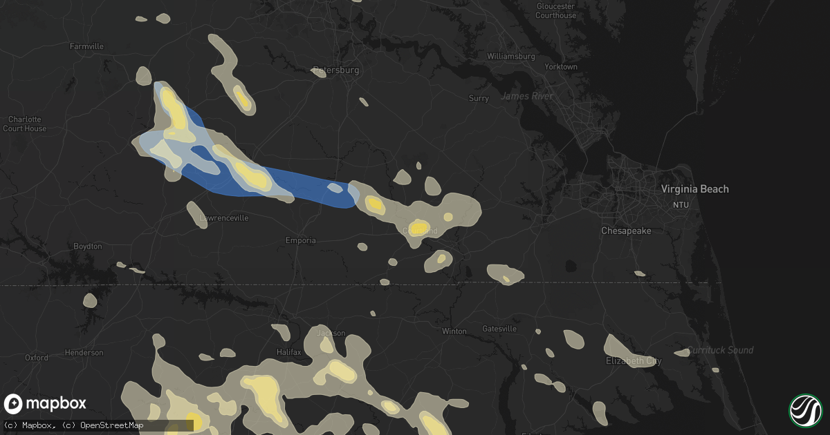 Hail map in Courtland, VA on September 4, 2026