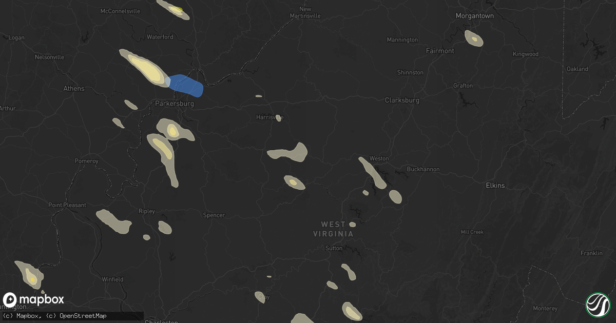 Hail map in Coxs Mills, WV on September 4, 2026