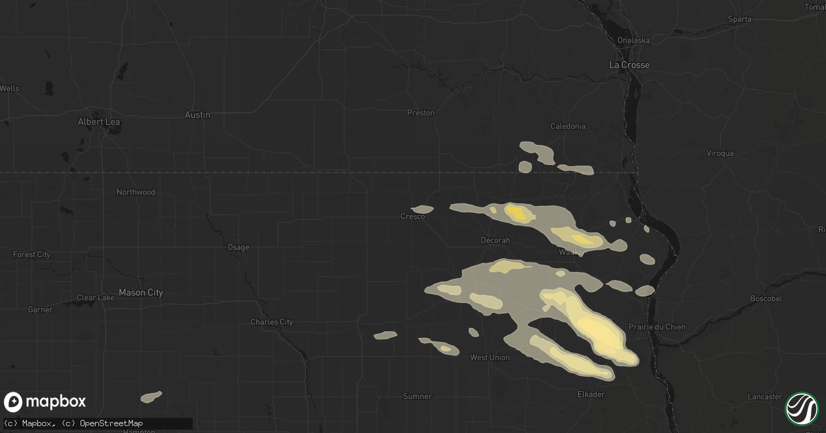 Hail map in Cresco, IA on September 4, 2026