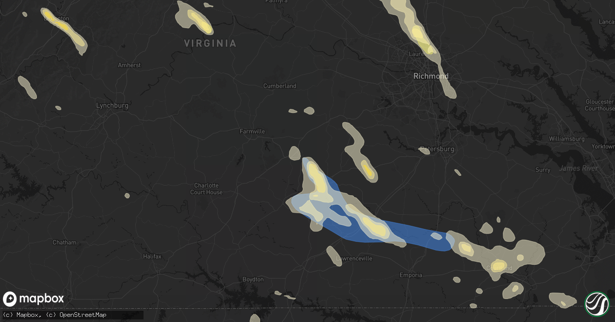 Hail map in Crewe, VA on September 4, 2026
