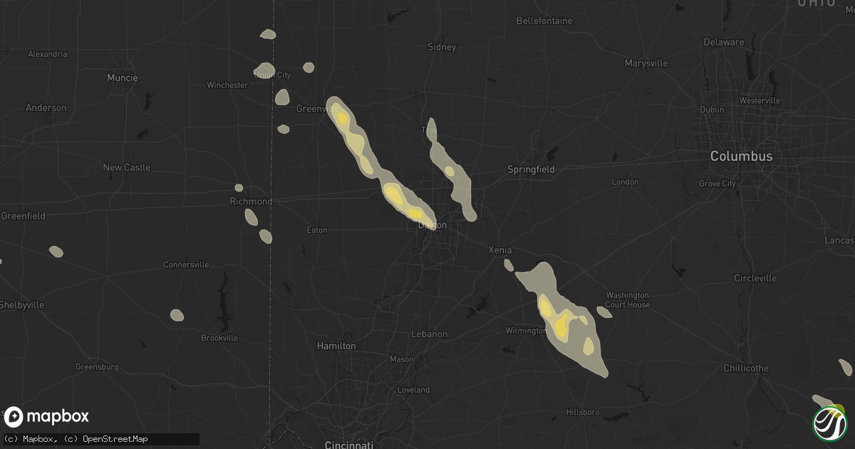 Hail map in Dayton, OH on September 4, 2026