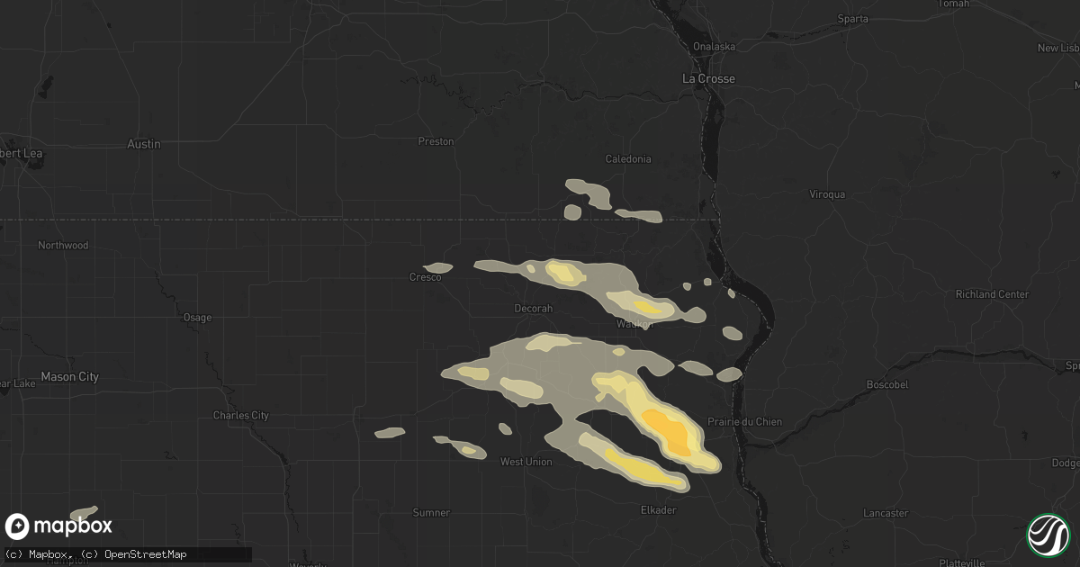Hail map in Decorah, IA on September 4, 2026