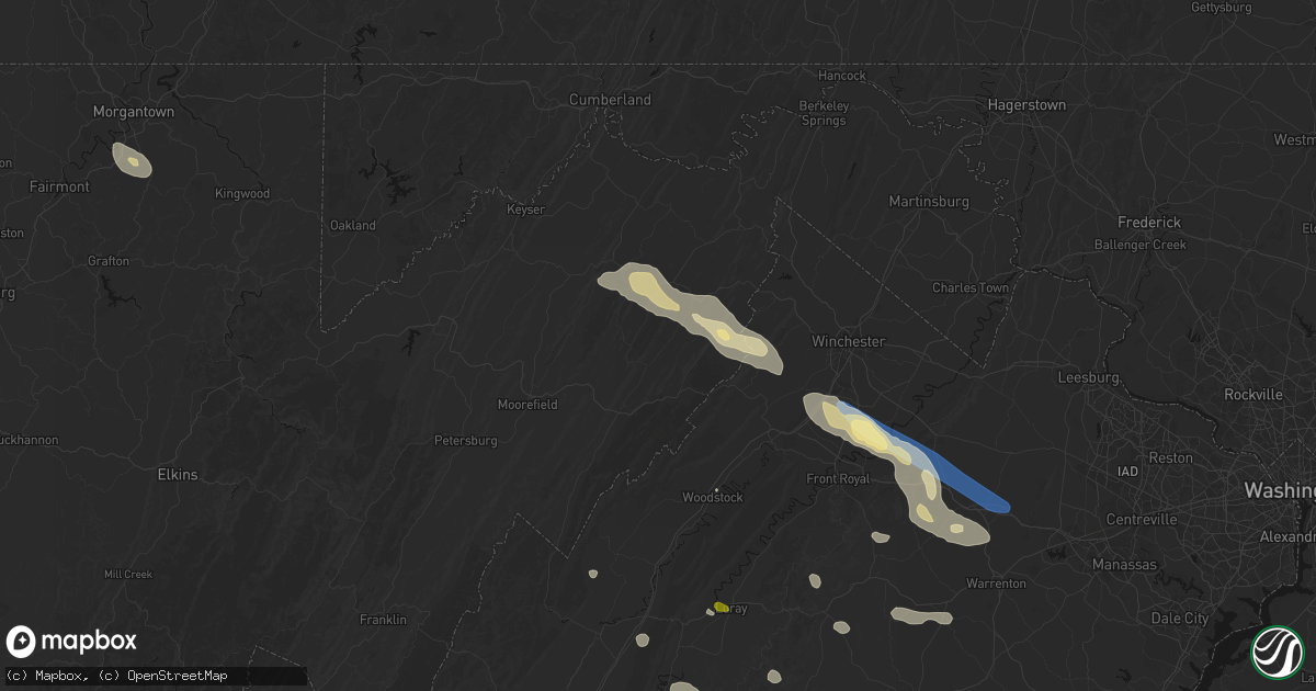 Hail map in Delray, WV on September 4, 2026