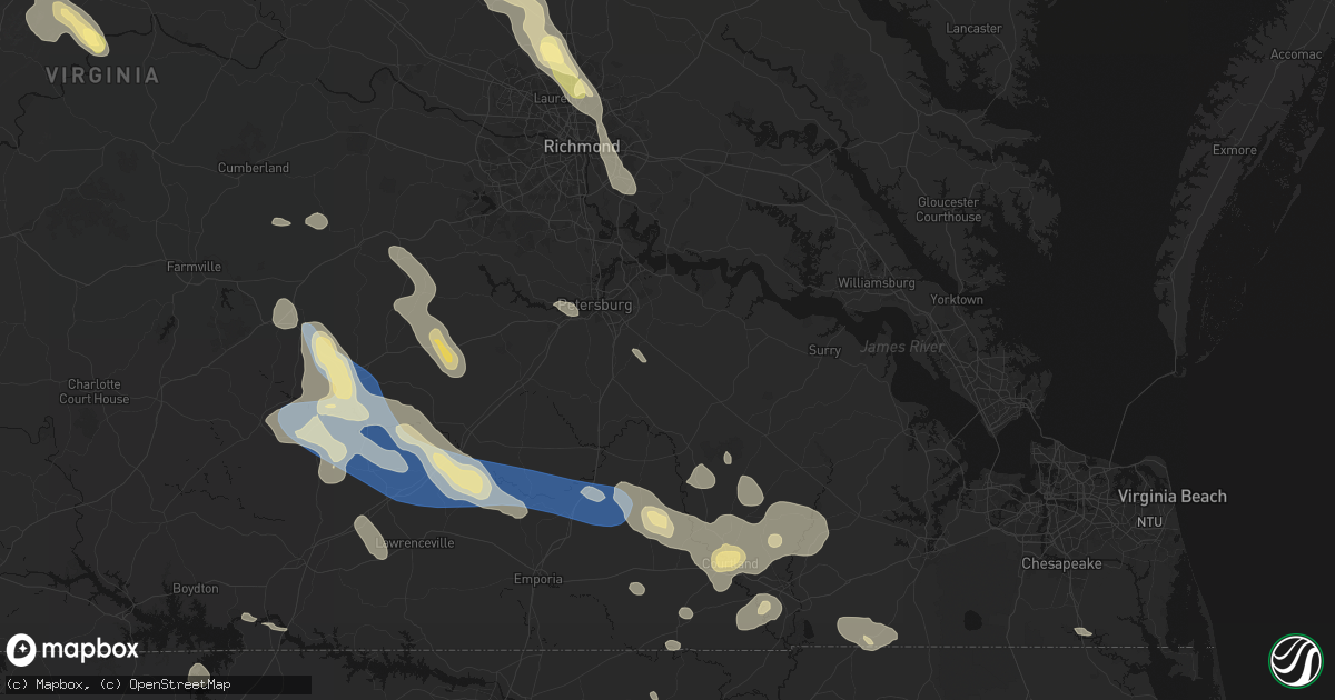 Hail map in Disputanta, VA on September 4, 2026