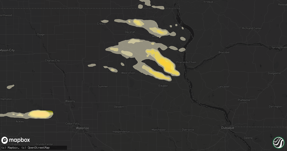 Hail map in Elgin, IA on September 4, 2026