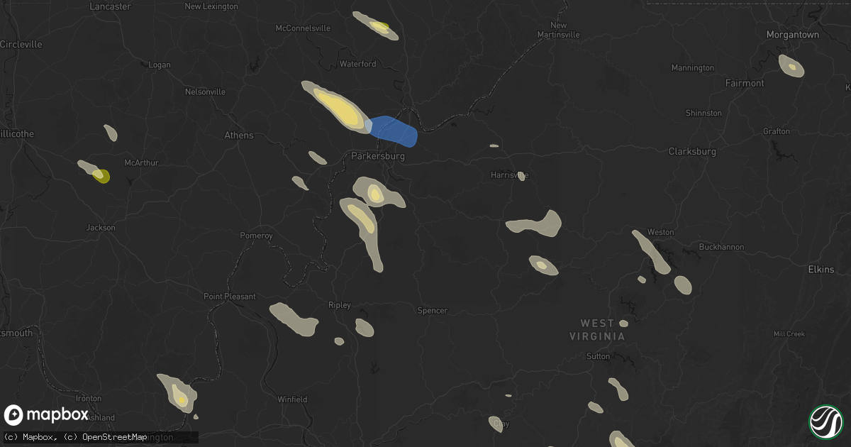 Hail map in Elizabeth, WV on September 4, 2026