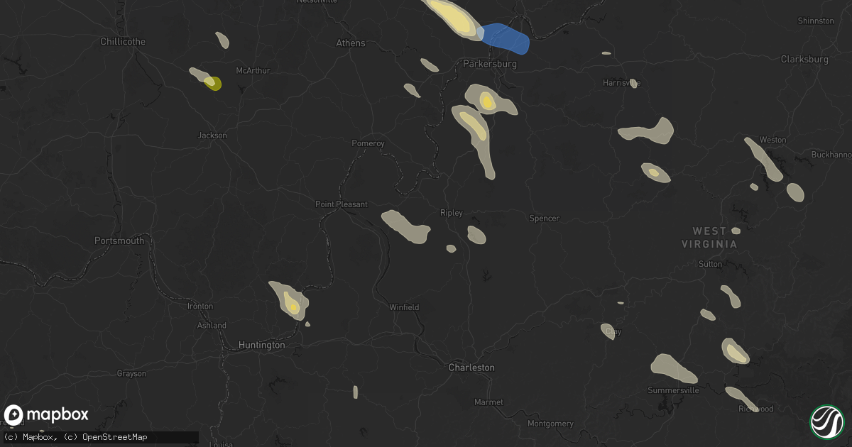Hail map in Evans, WV on September 4, 2026
