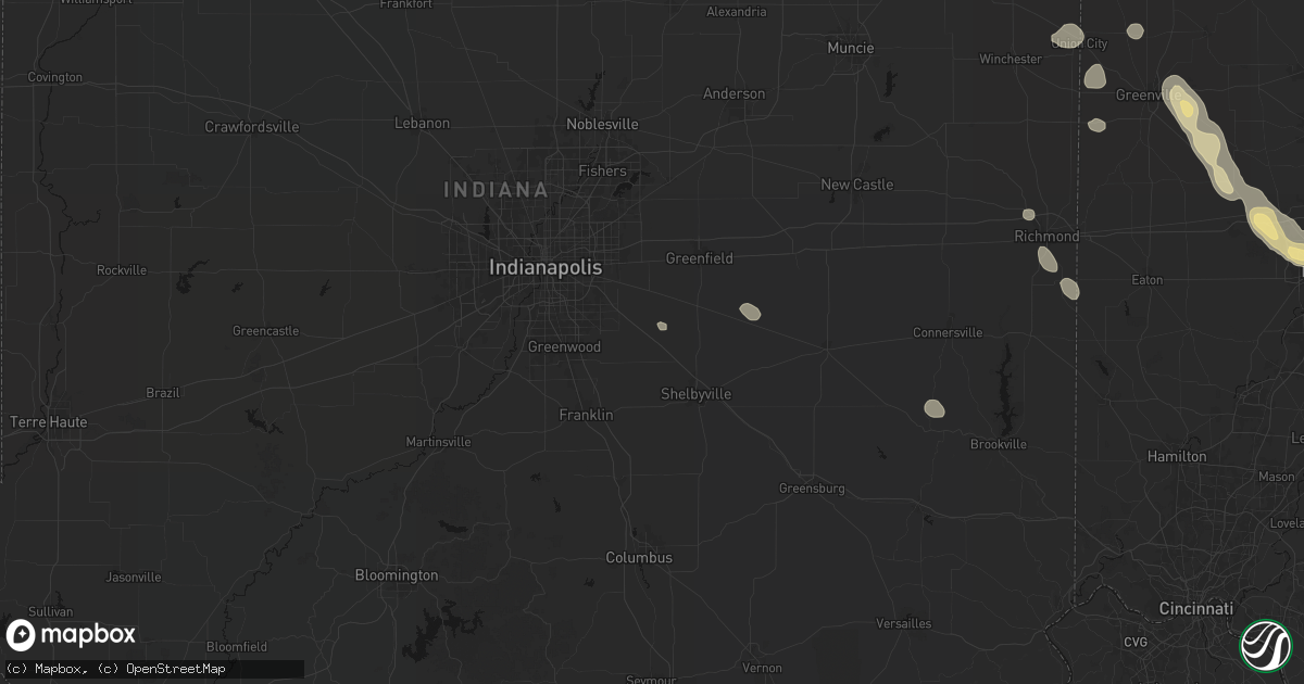 Hail map in Fairland, IN on September 4, 2026