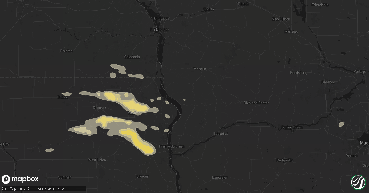 Hail map in Ferryville, WI on September 4, 2026