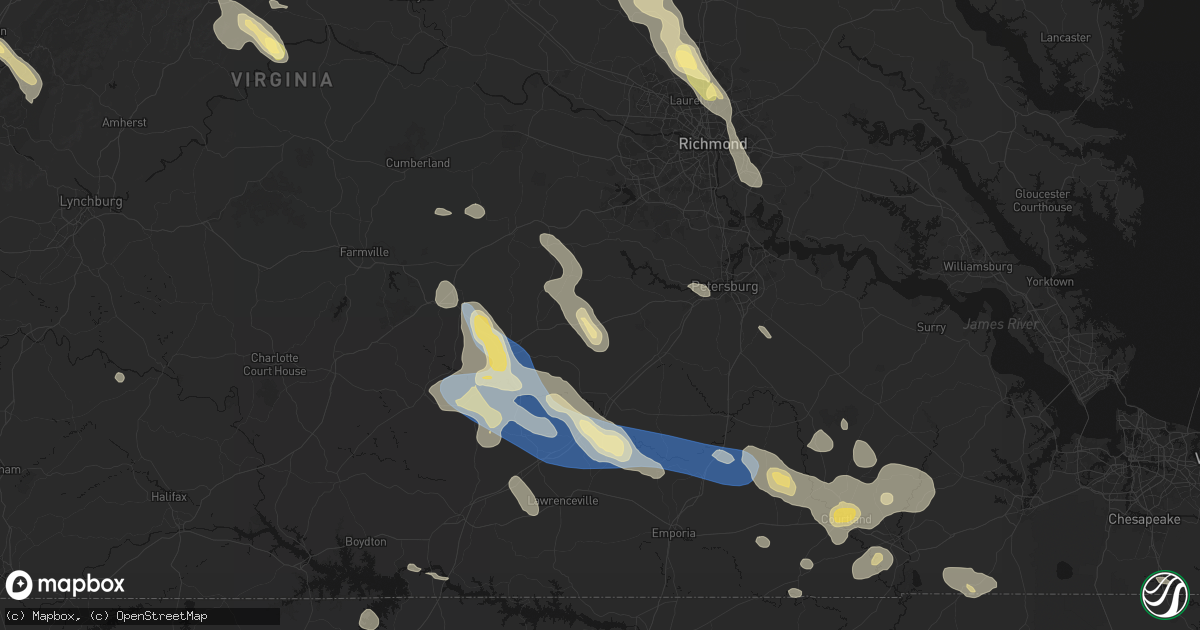 Hail map in Ford, VA on September 4, 2026