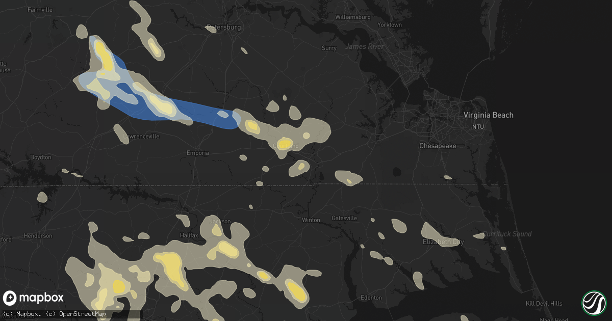 Hail map in Franklin, VA on September 4, 2026