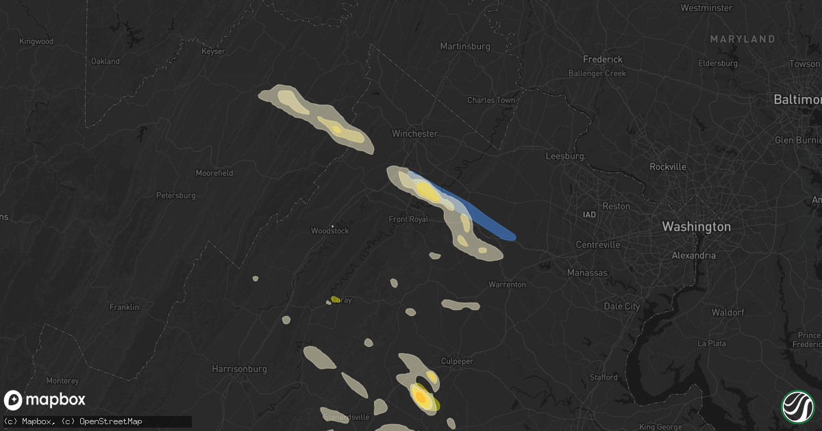 Hail map in Front Royal, VA on September 4, 2026