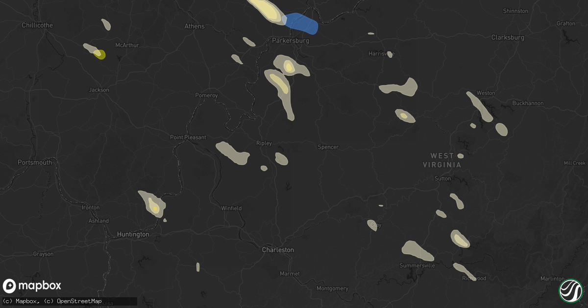 Hail map in Gay, WV on September 4, 2026