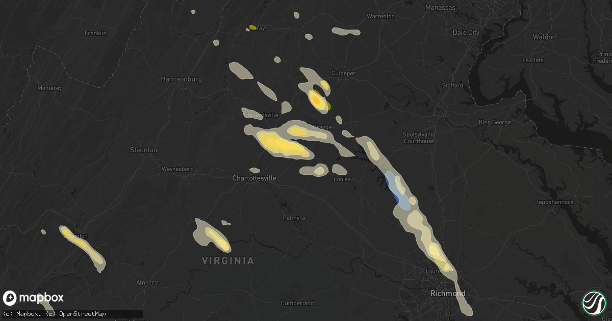 Hail map in Gordonsville, VA on September 4, 2026