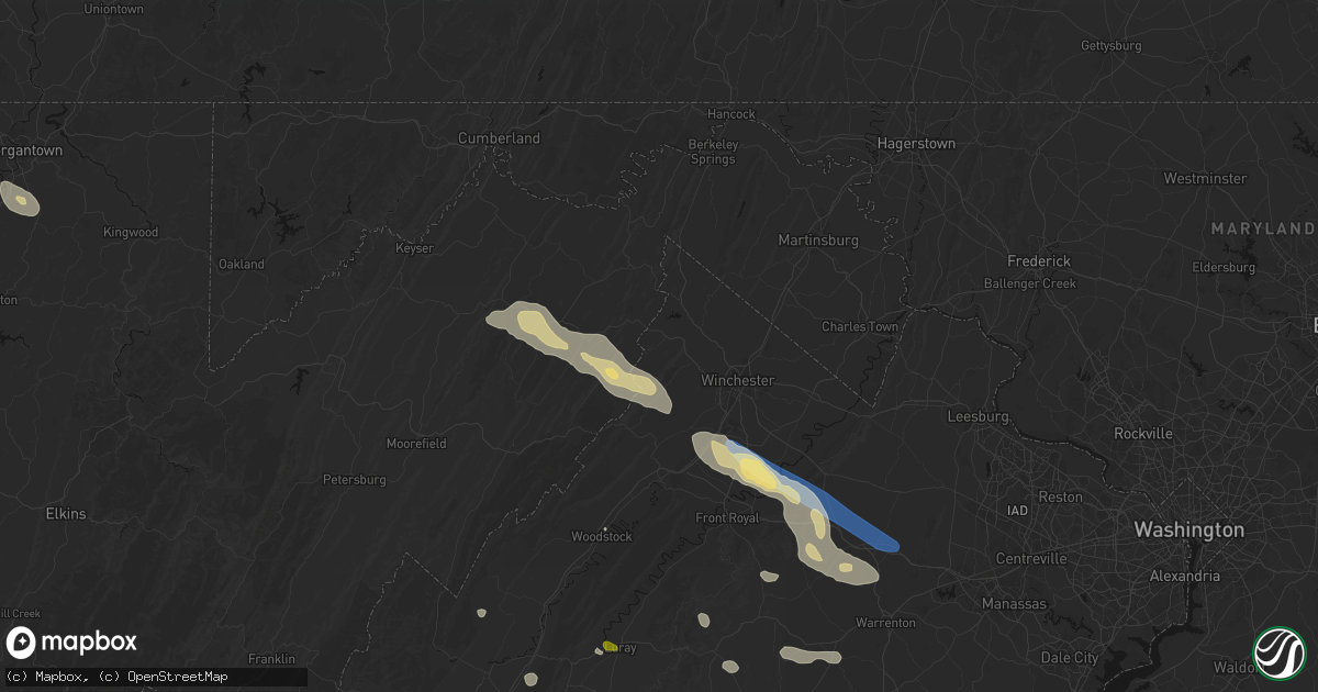 Hail map in Gore, VA on September 4, 2026