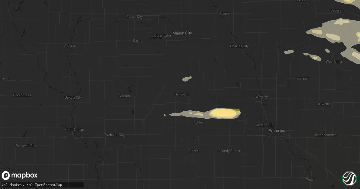 Hail map in Hampton, IA on September 4, 2026