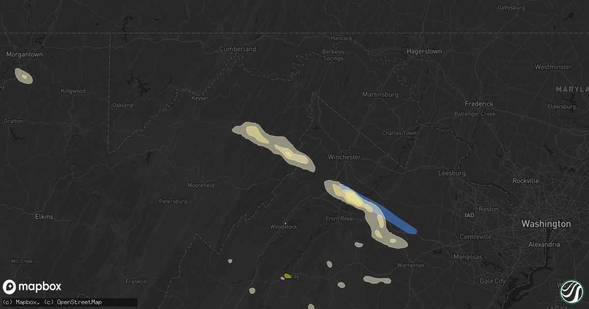 Hail map in High View, WV on September 4, 2026