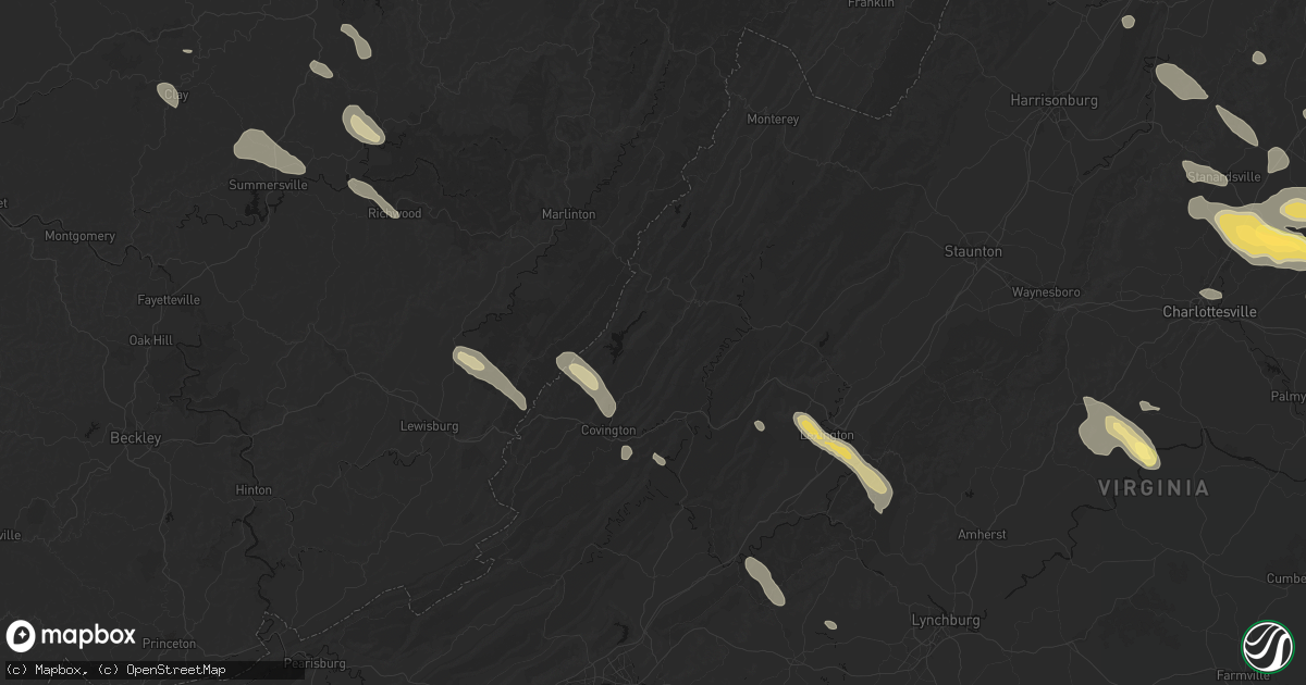 Hail map in Hot Springs, VA on September 4, 2026