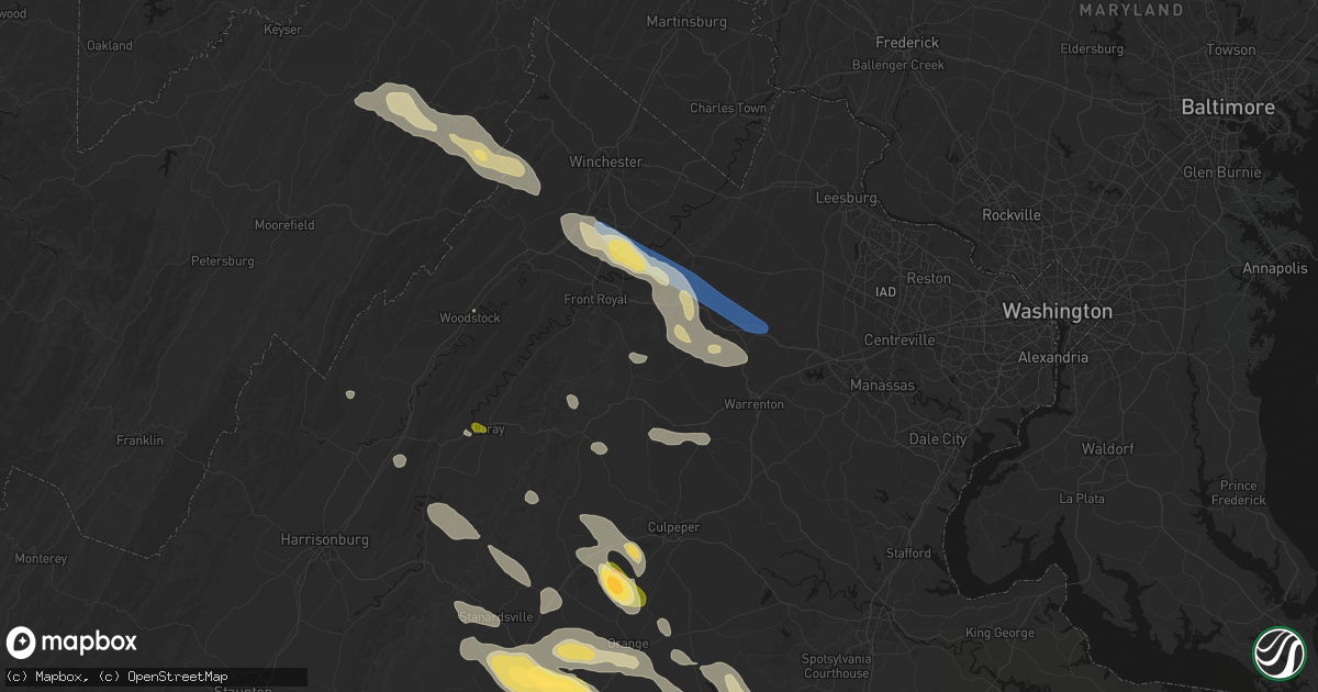 Hail map in Hume, VA on September 4, 2026