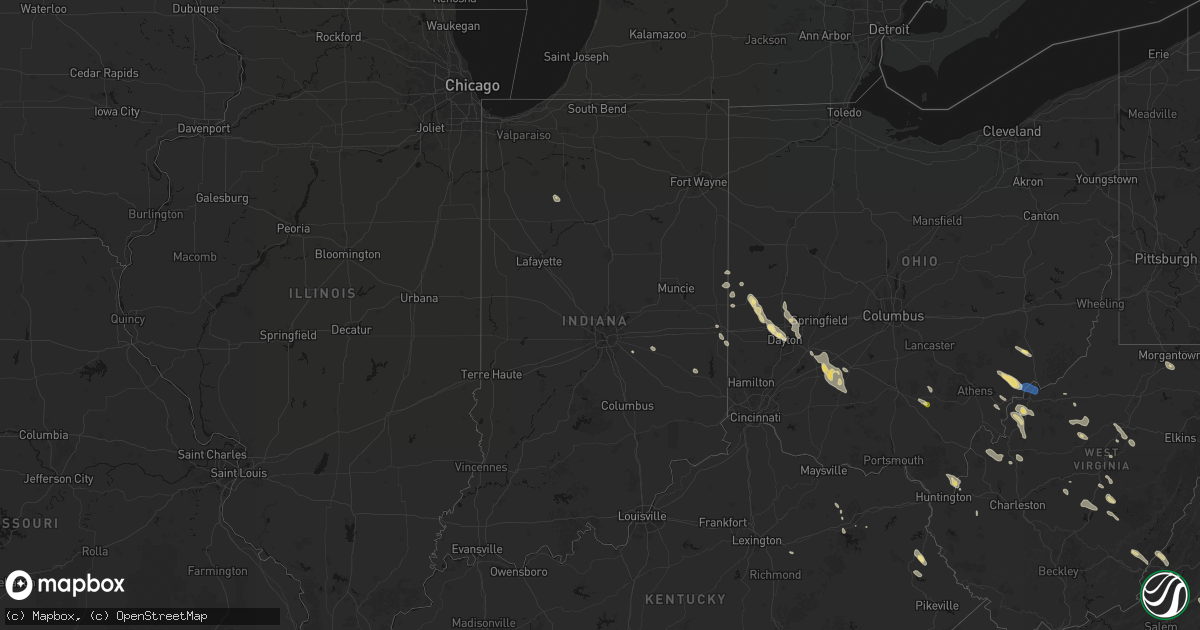 Hail map in Indiana on September 4, 2026