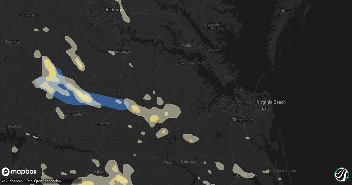 Hail map in Ivor, VA on September 4, 2026