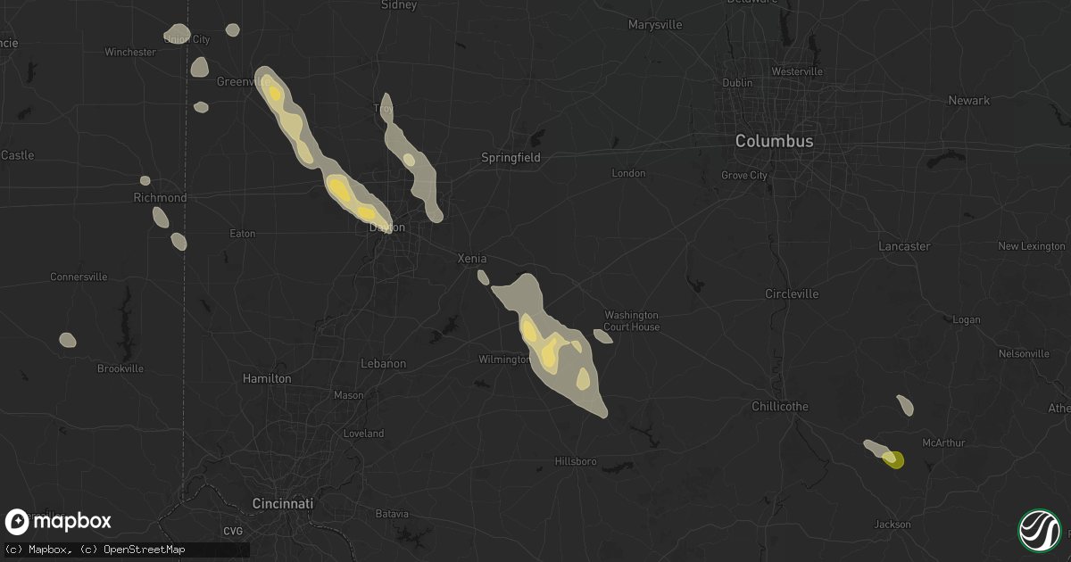 Hail map in Jamestown, OH on September 4, 2026