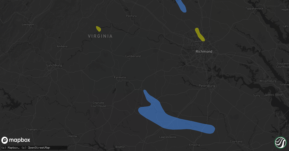 Hail map in Jetersville, VA on September 4, 2026